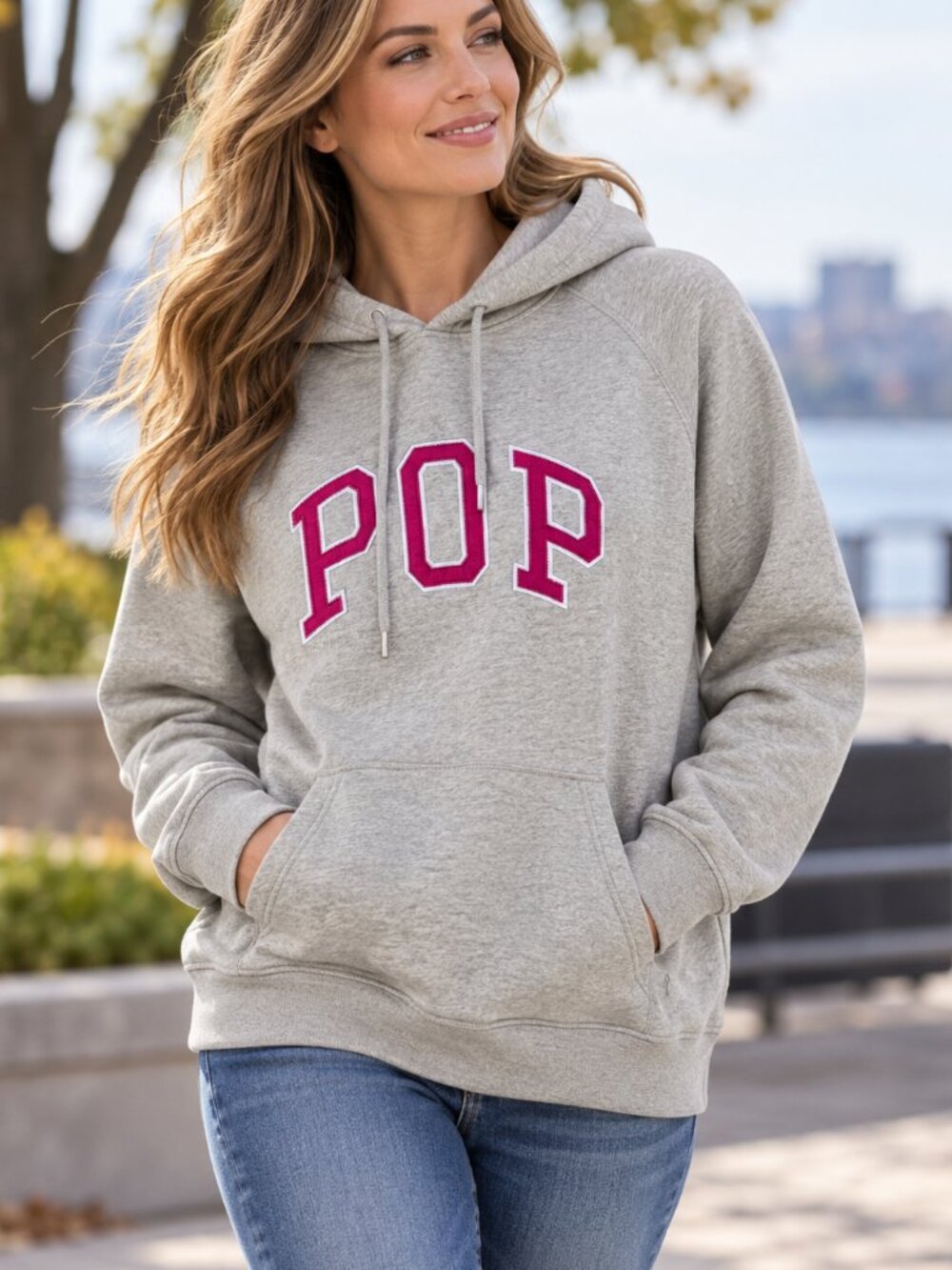POP Trading Company Grey POP Graphic Hoodie 100% Cotton XL Unisex